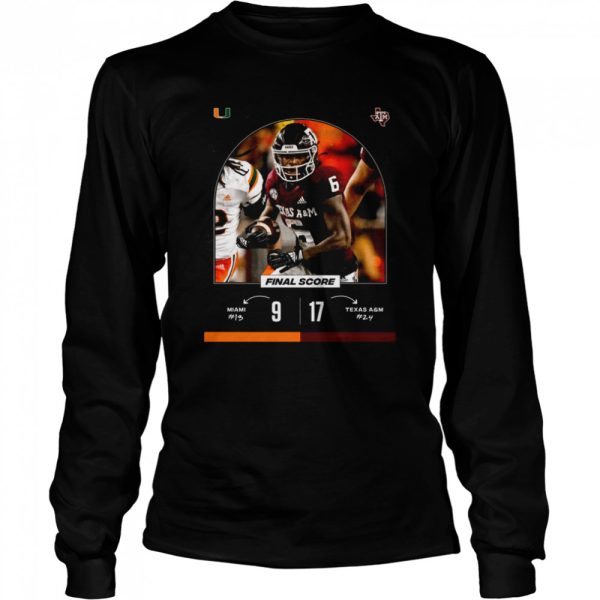 Miami 9 vs 17 Texas A&ampM Final Score game day 2022 shirt