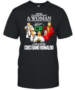 Never underestimate a woman who understands football and loves Cristiano Ronaldo shirt 1