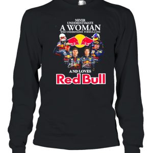 Never underestimate a woman who understands formula one and loves Red Bull signatures shirt 3