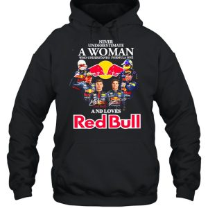 Never underestimate a woman who understands formula one and loves Red Bull signatures shirt 5