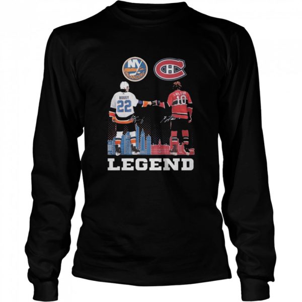 New York Islanders Bossy and Montreal Canadiens Lafleur legend signatures shirt