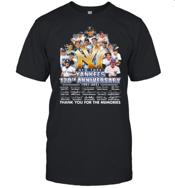 New York Yankees 120th Anniversary 1921 2021 Thank You For The Memories Signature shirt