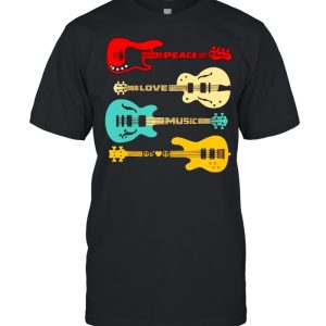 Peace Love Music Bass Guitar T-shirt