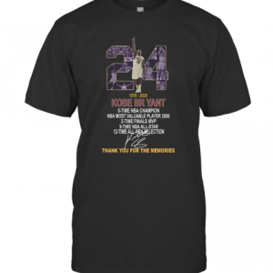 RIP 24 Kobe Bryant 1978–2020 5 Time NBA Champion Signature T-Shirt