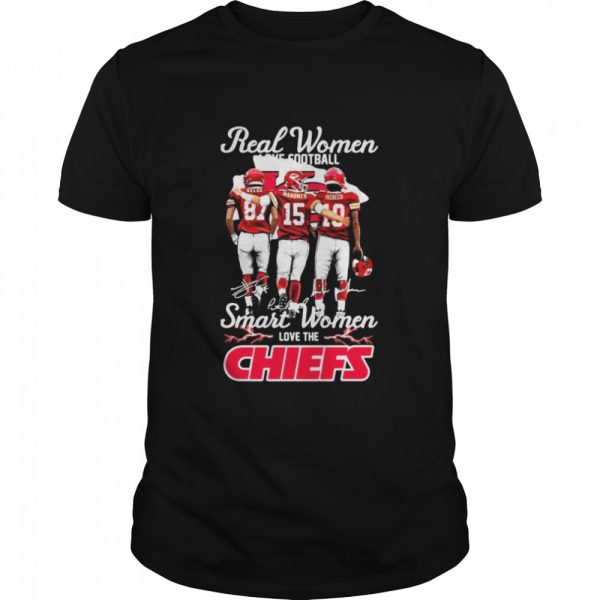 Real WOmen love football smart Women love the Kansas City CHiefs Kelce Mahomes and Pacheco signatures shirt