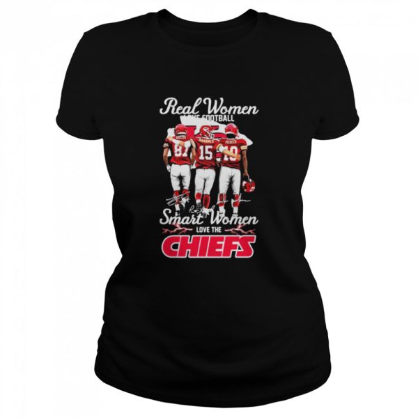 Real WOmen love football smart Women love the Kansas City CHiefs Kelce Mahomes and Pacheco signatures shirt