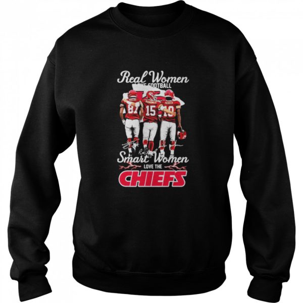 Real WOmen love football smart Women love the Kansas City CHiefs Kelce Mahomes and Pacheco signatures shirt