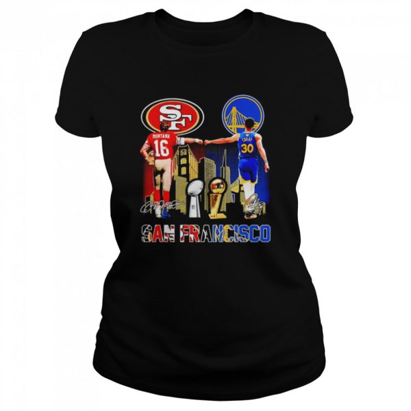 San Francisco Joe Montana Stepphen Curry signatures shirt