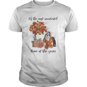 Shih Tzu Its The Most Wonderful Time Of The Year Fall Autumn Maple Leaf Shirt