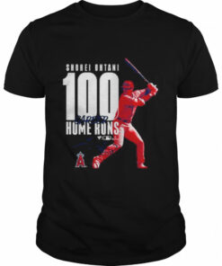 Shohei Ohtani Los Angeles Angels 100th Career Home Run Signature T Shirt 1