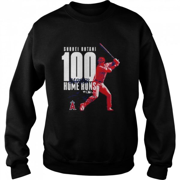 Shohei Ohtani Los Angeles Angels 100th Career Home Run Signature T-Shirt