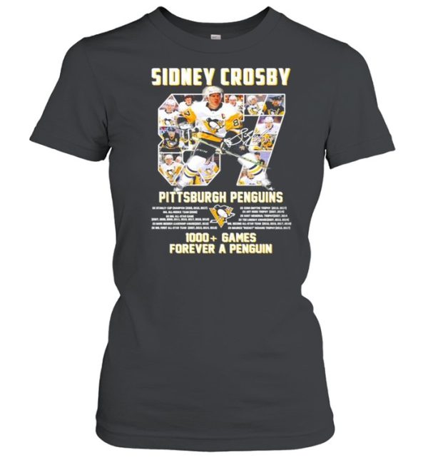 Sidney Crosby Pittsburgh Penguins 1000+ Games forever a penguin signature shirt