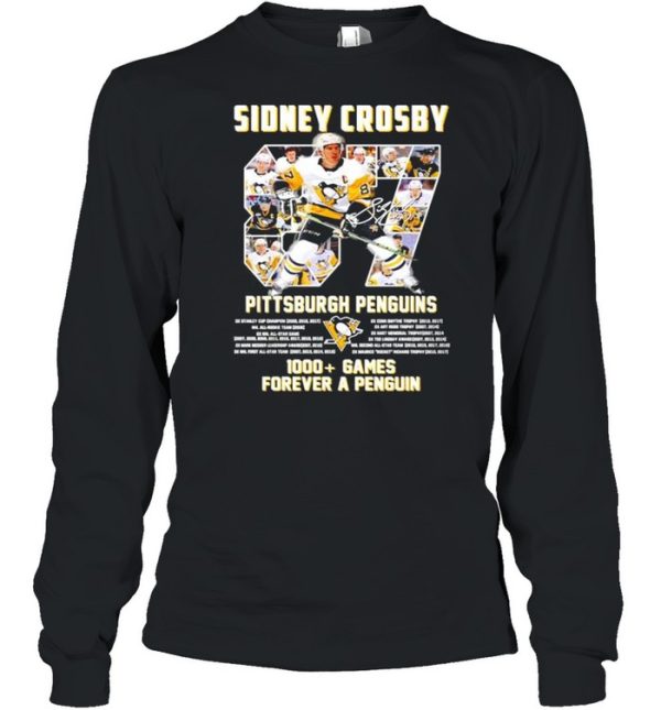 Sidney Crosby Pittsburgh Penguins 1000+ Games forever a penguin signature shirt