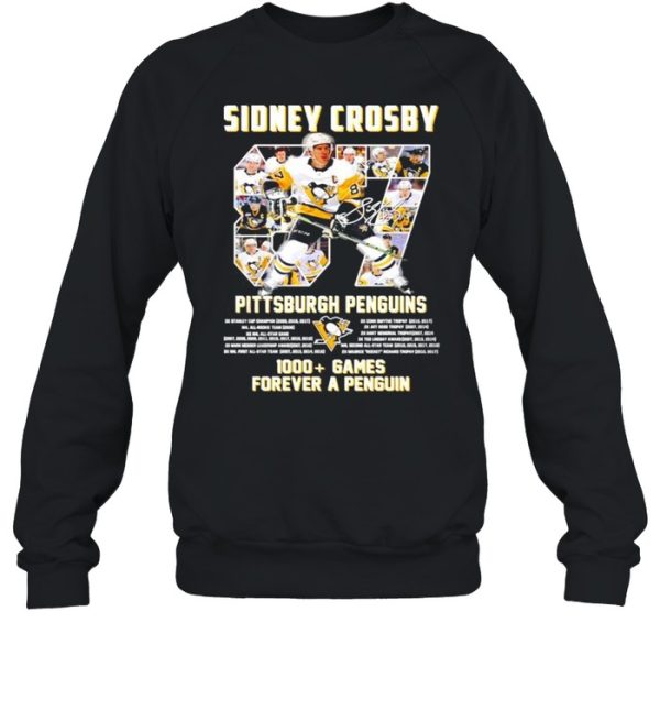 Sidney Crosby Pittsburgh Penguins 1000+ Games forever a penguin signature shirt