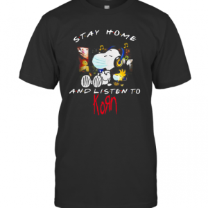 Snoopy And Woodstock Face Mask Stay Home And Listen To Korn Nu Metal Band T-Shirt