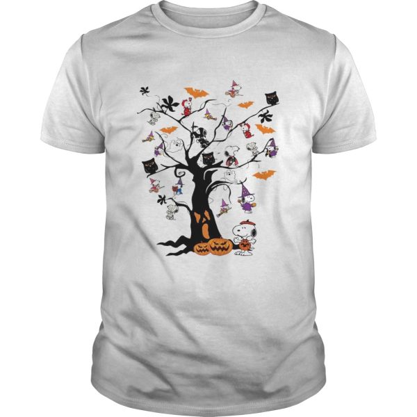 Snoopy Woodstock owl bats ghost Boo on the tree Halloween shirt