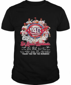 St Louis Cardinals Team Logo 140th anniversary 1882 2022 signatures thank you for the memories shirt 1
