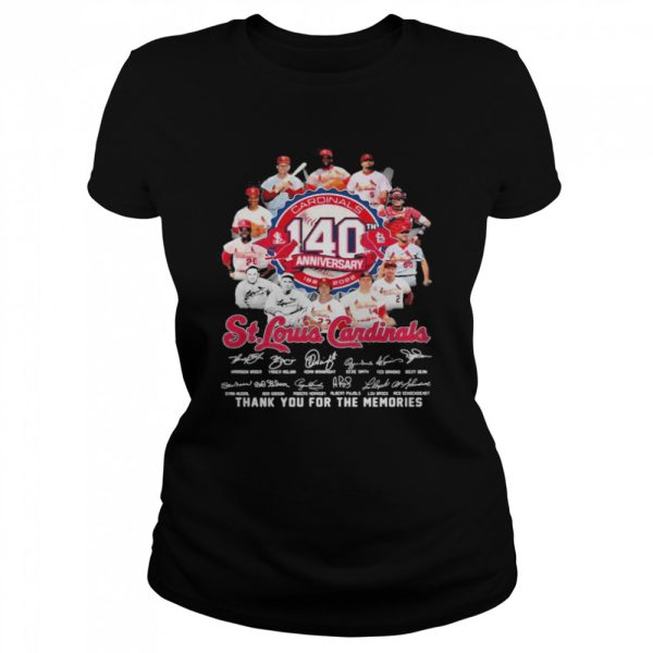 St. Louis Cardinals Team Logo 140th anniversary 1882-2022 signatures thank you for the memories shirt