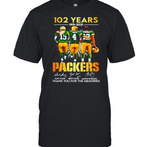 Starr Favre Rodgers 102 Years 1919-2021 Green Bay Packers signatures shirt