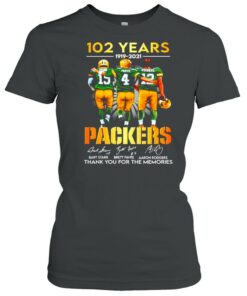 Starr Favre Rodgers 102 Years 1919-2021 Green Bay Packers signatures shirt 1 Starr Favre Rodgers 102 Years 1919 2021 Green Bay Packers signatures shirt 2