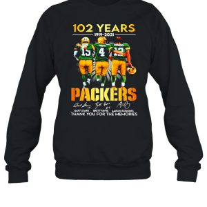 Starr Favre Rodgers 102 Years 1919 2021 Green Bay Packers signatures shirt 4