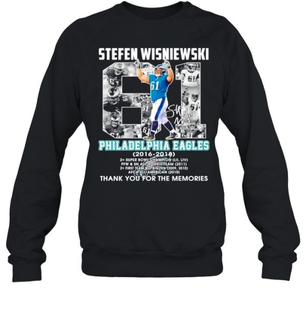 Stefen Wisniewski Philadelphia Eagles 2016-2018 signature shirt