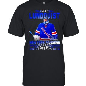 Thank you Lundqvist New York Rangers 2001-2020 signature t-shirt