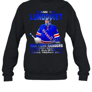 Thank you Lundqvist New York Rangers 2001 2020 signature t shirt 4