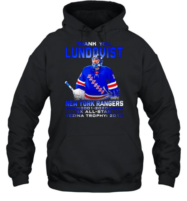 Thank you Lundqvist New York Rangers 2001-2020 signature t-shirt