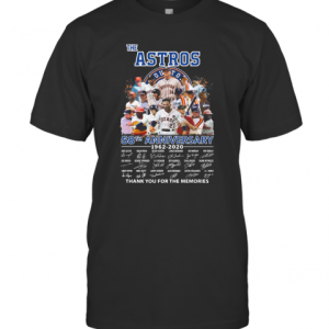 The Houston Astros 58Th Anniversary 1962 2020 Signatures Thank You For The Memories T-Shirt