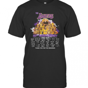 The Los Angles Lakers 60Th Anniversary 1960 2020 Thank You For The Memories Signatures T-Shirt