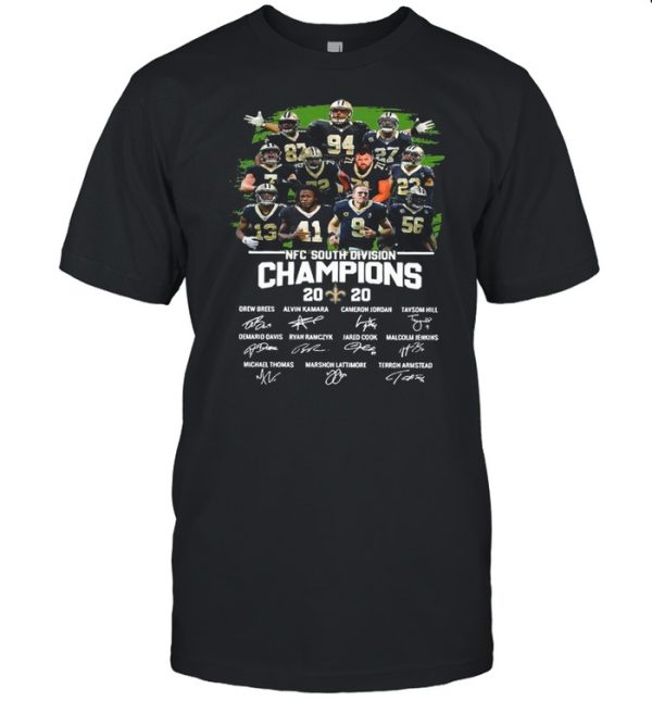 The New Orleans Saints Team Football Players With Nfc South Division Champions 2020 Signatures shirt