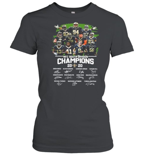 The New Orleans Saints Team Football Players With Nfc South Division Champions 2020 Signatures shirt