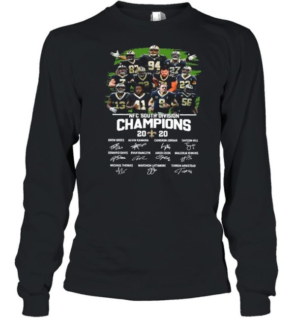 The New Orleans Saints Team Football Players With Nfc South Division Champions 2020 Signatures shirt