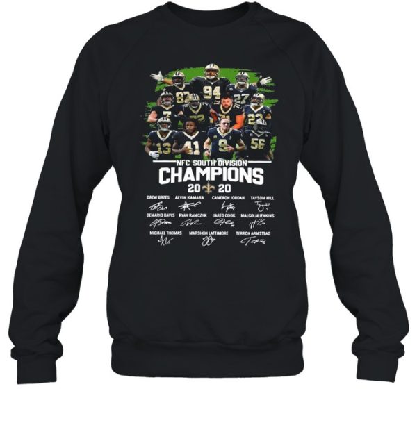 The New Orleans Saints Team Football Players With Nfc South Division Champions 2020 Signatures shirt