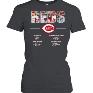 The Reds Joey Votto Nicholas Castellanos signatures thanks shirt