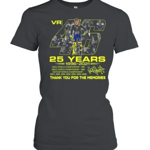 VR46 Valentino Rossi 25 years 1996 2021 thank you for the memories signature shirt