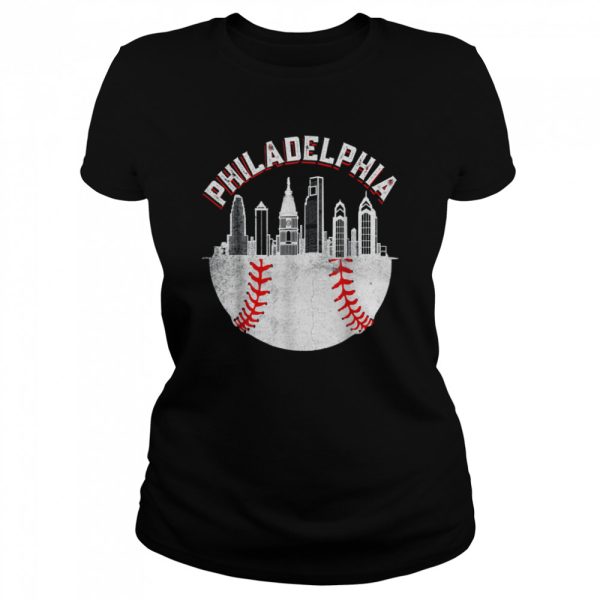 Vintage Philadelphia Baseball Skyline Retro Philly Cityscap Shirt