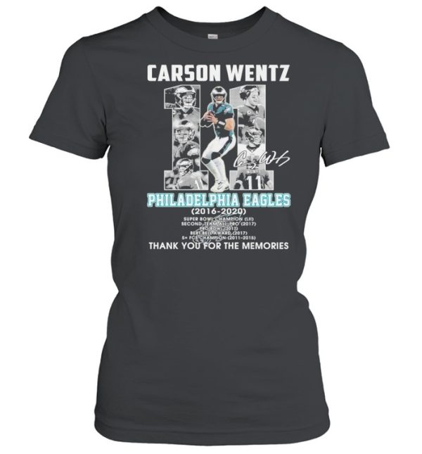 carson wentz 11 philadelphia eagles 2016 2020 thank you for the memories shirt