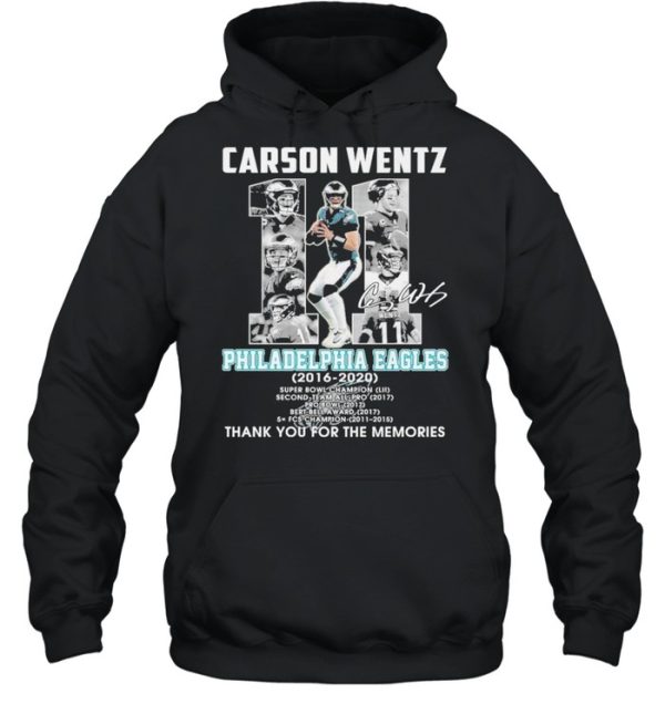 carson wentz 11 philadelphia eagles 2016 2020 thank you for the memories shirt