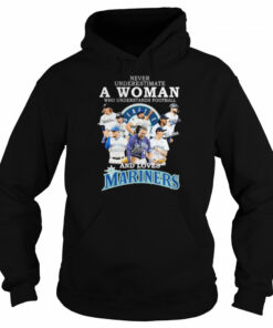 never underestimate a Woman who understands football and loves Seattle Mariners team 2022 signatures shirt 5