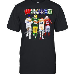 wisconsin rodgers giannis and taylor and antetokounmpo and ryan braun signatures shirt