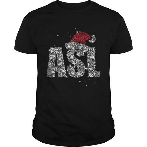 ASL American Sign Language Santa Hat Sparkle Christmas shirt