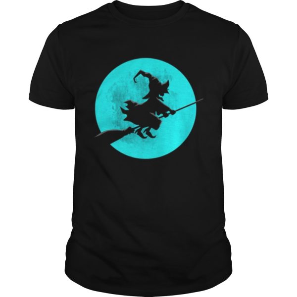 Beautiful Witch On Broom With Full Moon Gift For Halloween Costume shirt