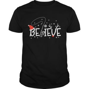 Believe Xmas Rode Reindeer Funny Fishing Christmas shirt