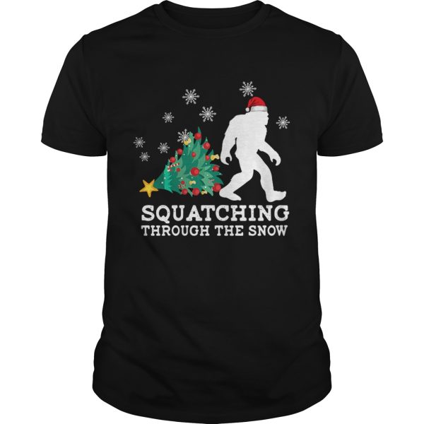 Bigfoot Santa Squatching Through The Snow Christmas shirt