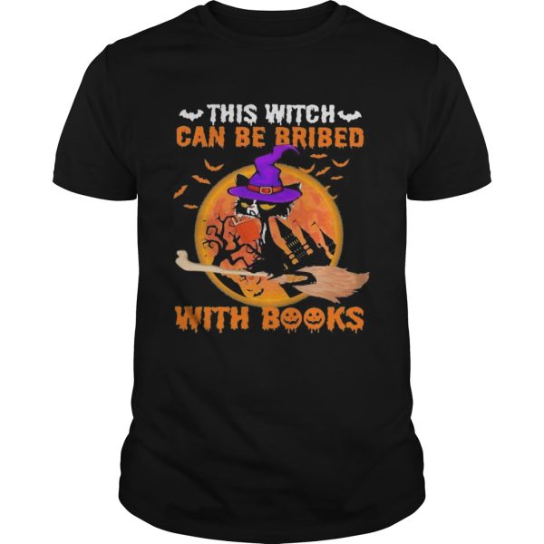 Cat witch this witch can be bribed with books moon shirt
