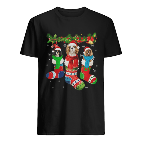 Cavalier King Charles Spaniel in stocking Merry Christmas shirt