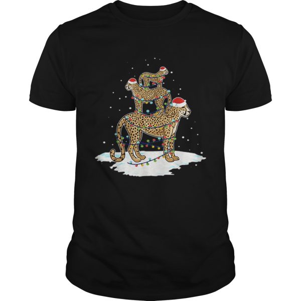 Cheetah Santa Christmas Light Tree shirt