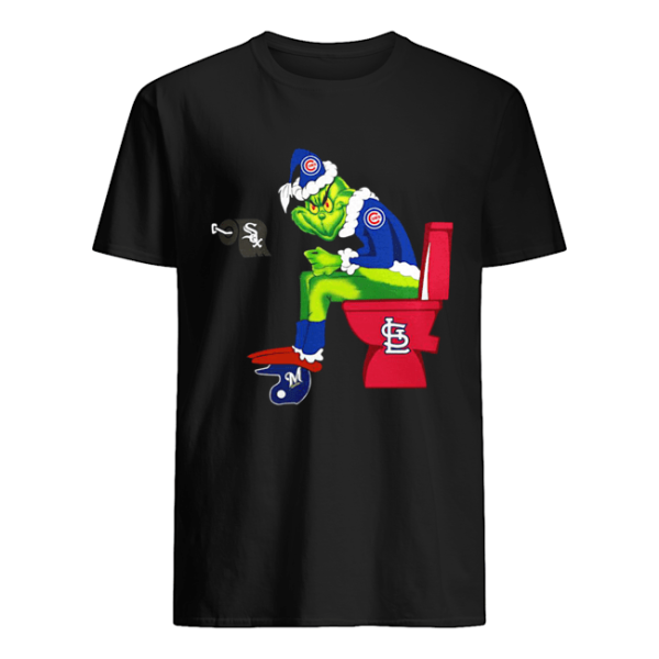 Chicago Cubs Grinch Santa Sitting St.Louis Cardinals Chicago White Sox Milwaukee Brewers shirt